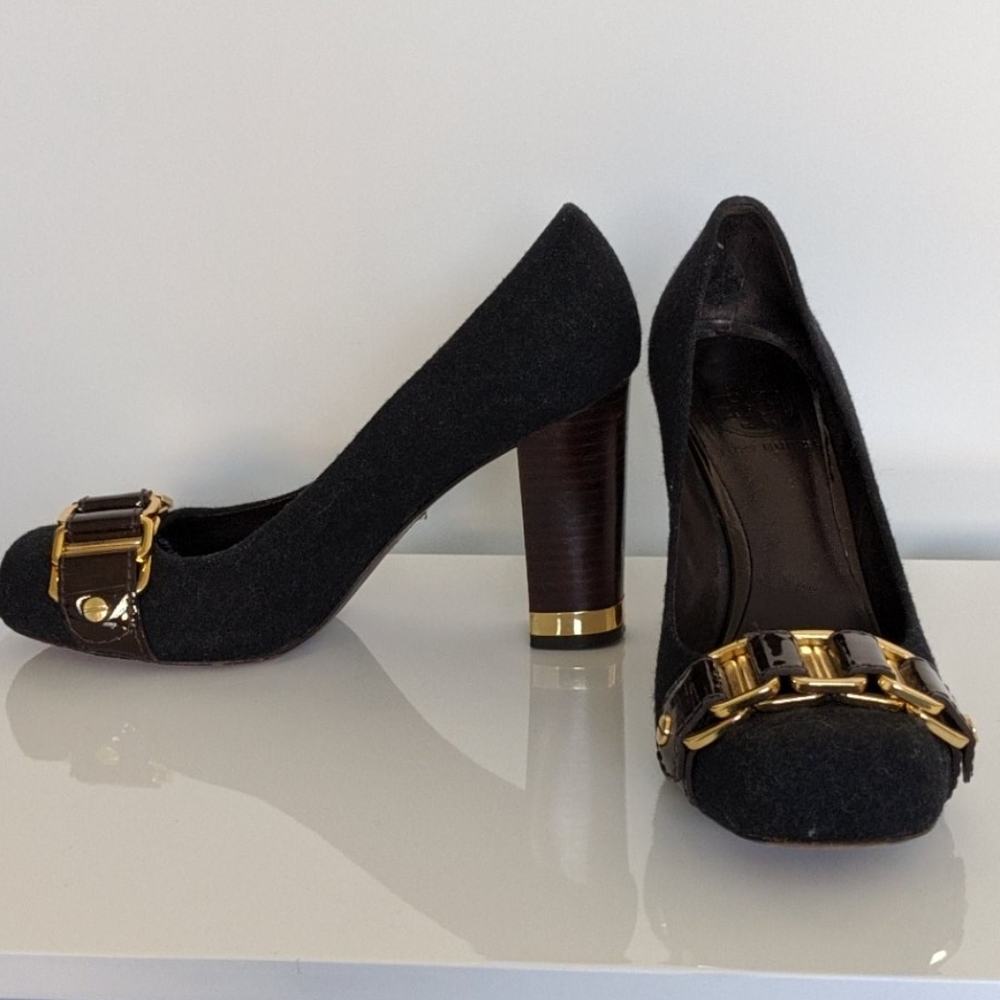 Wool leather Tory Burch Gold Hardware